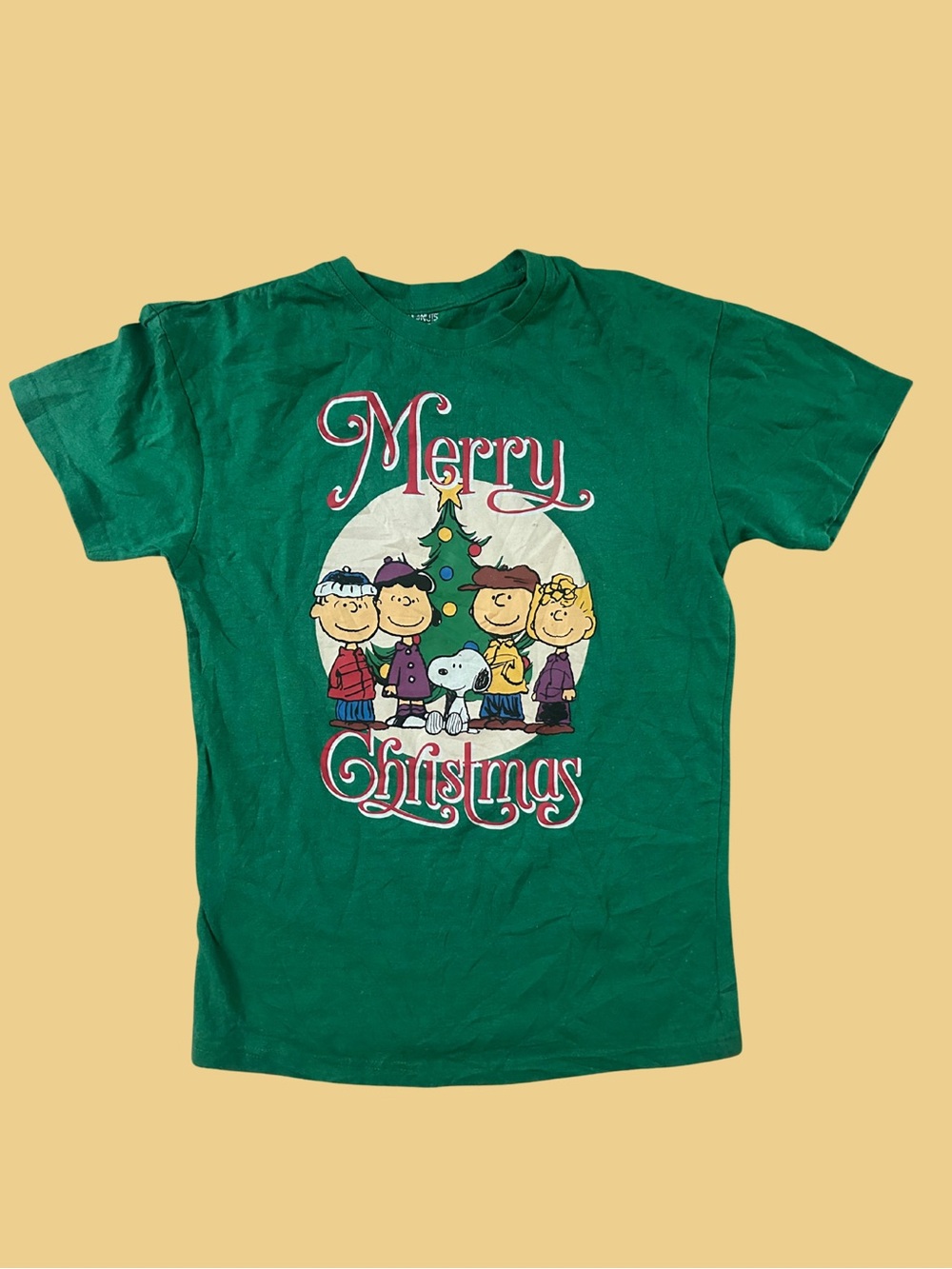 Peanuts Green 'Merry Christmas' Short Sleeve Graphic Tee